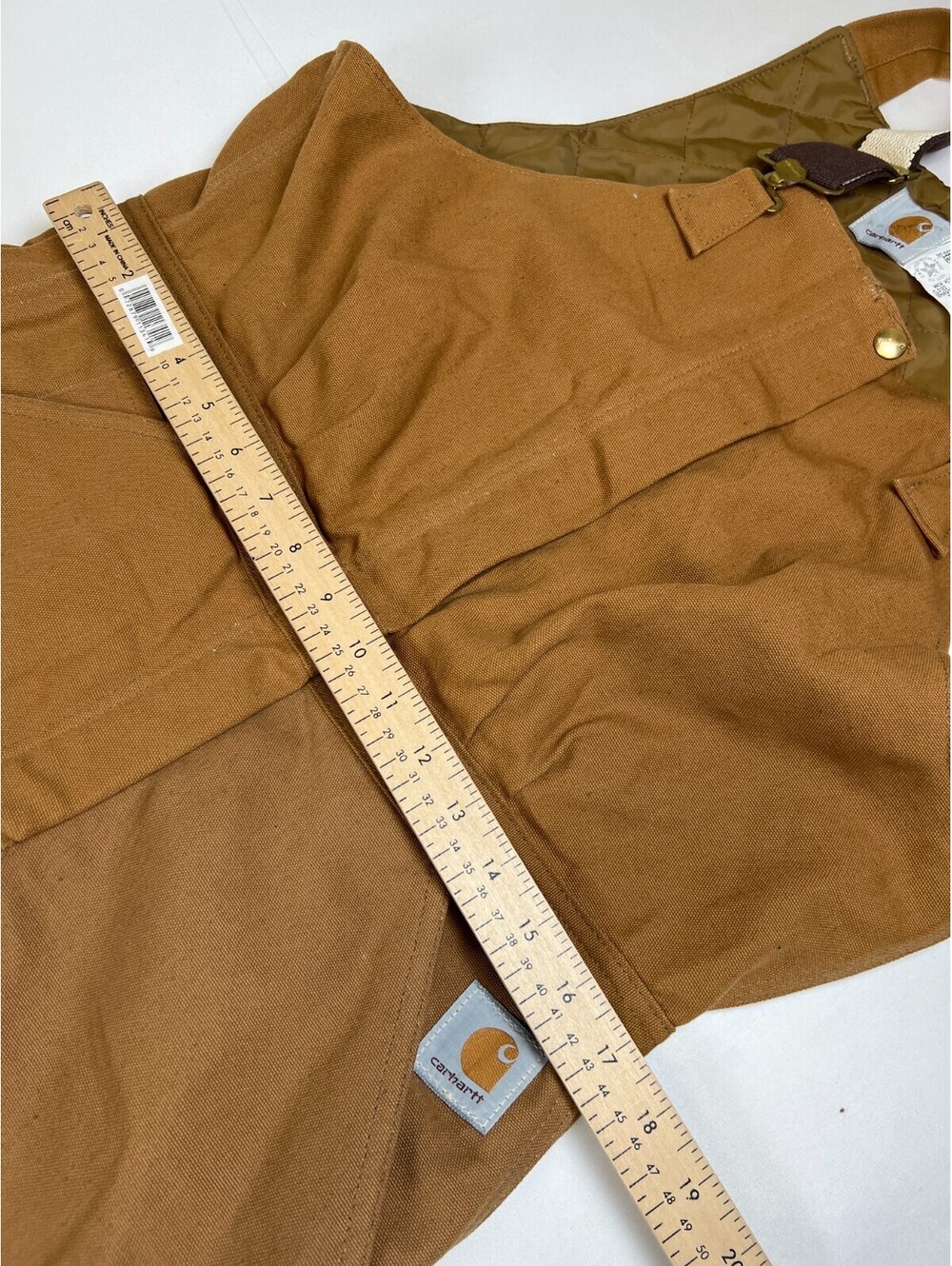 VTG Carhartt Women 12 Regular Overalls Brown Quilted Lined Duck Workwear Pants - Picture 12 of 12